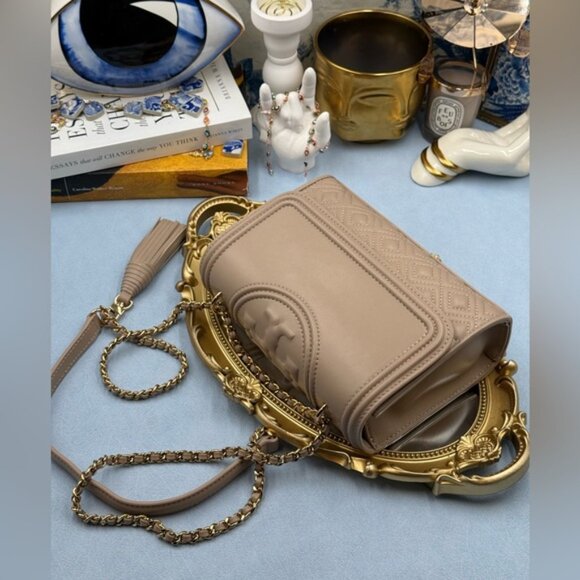 🆕 TORY BURCH 🧿 NWOT Fleming Small Convertible Shoulder Bag, Beige In Bedrock - Picture 9 of 14